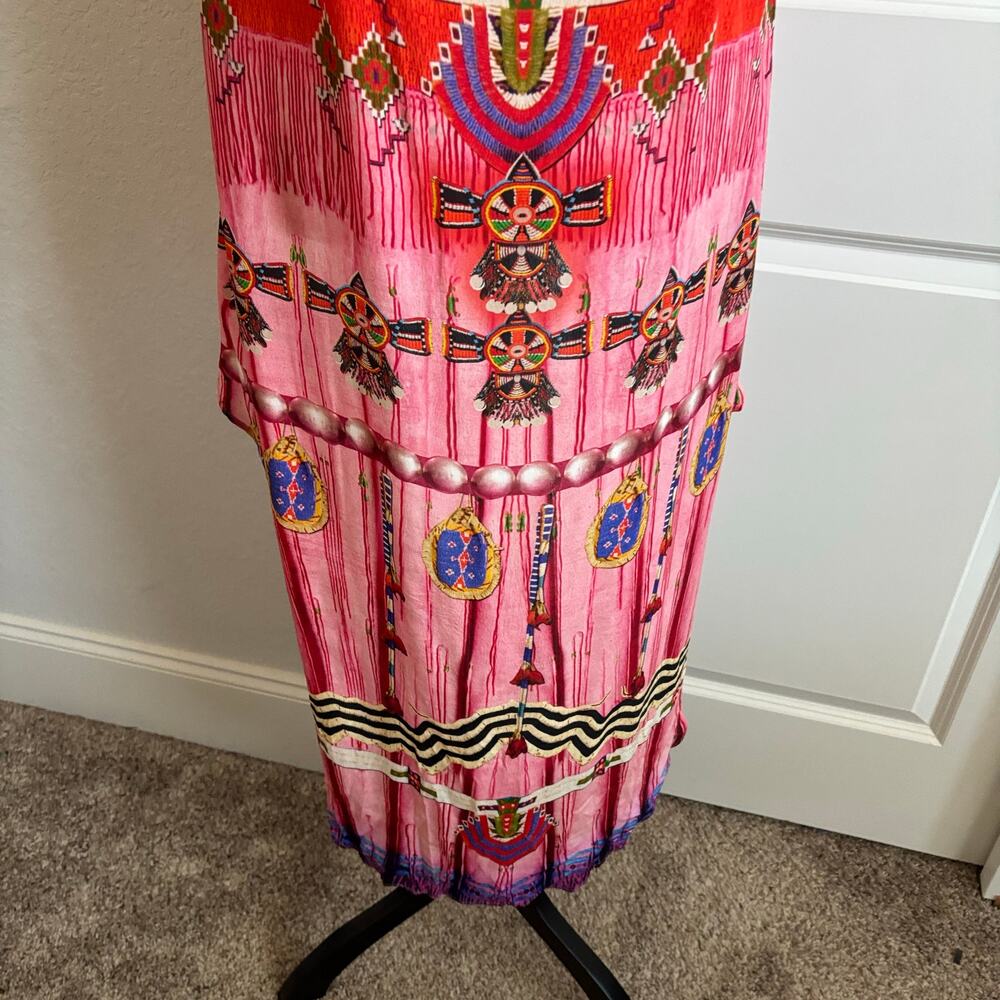 Shahida Parides Navajo High-low Dress Red Southwestern Tribal Embellished - Picture 11 of 13